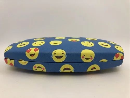 NEW Emoji Hard Metal Clamshell Eyeglasses Case Blue 2