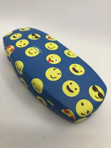 NEW Emoji Hard Metal Clamshell Eyeglasses Case Blue 3