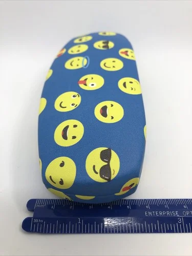 NEW Emoji Hard Metal Clamshell Eyeglasses Case Blue 4