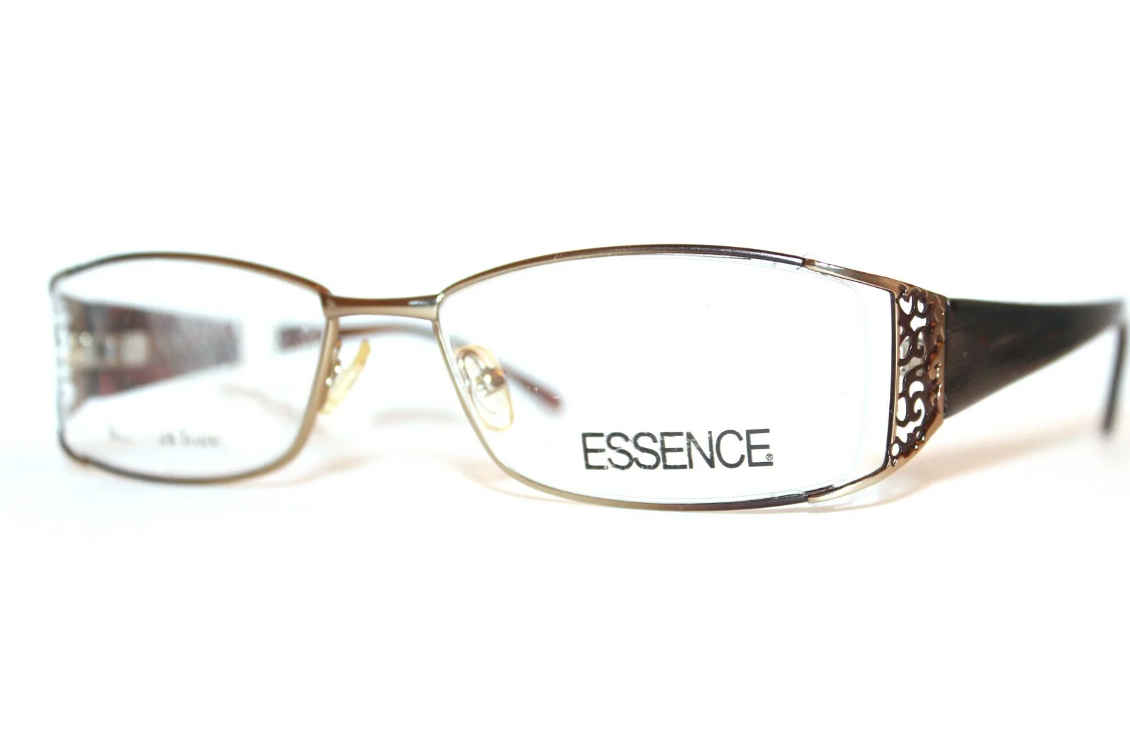 NEW ESSENCE KENYA GOLD TORTOISE SEMI RIMLESS EYEGLASSES LARGE RX FRAMES 55-17 MM 3