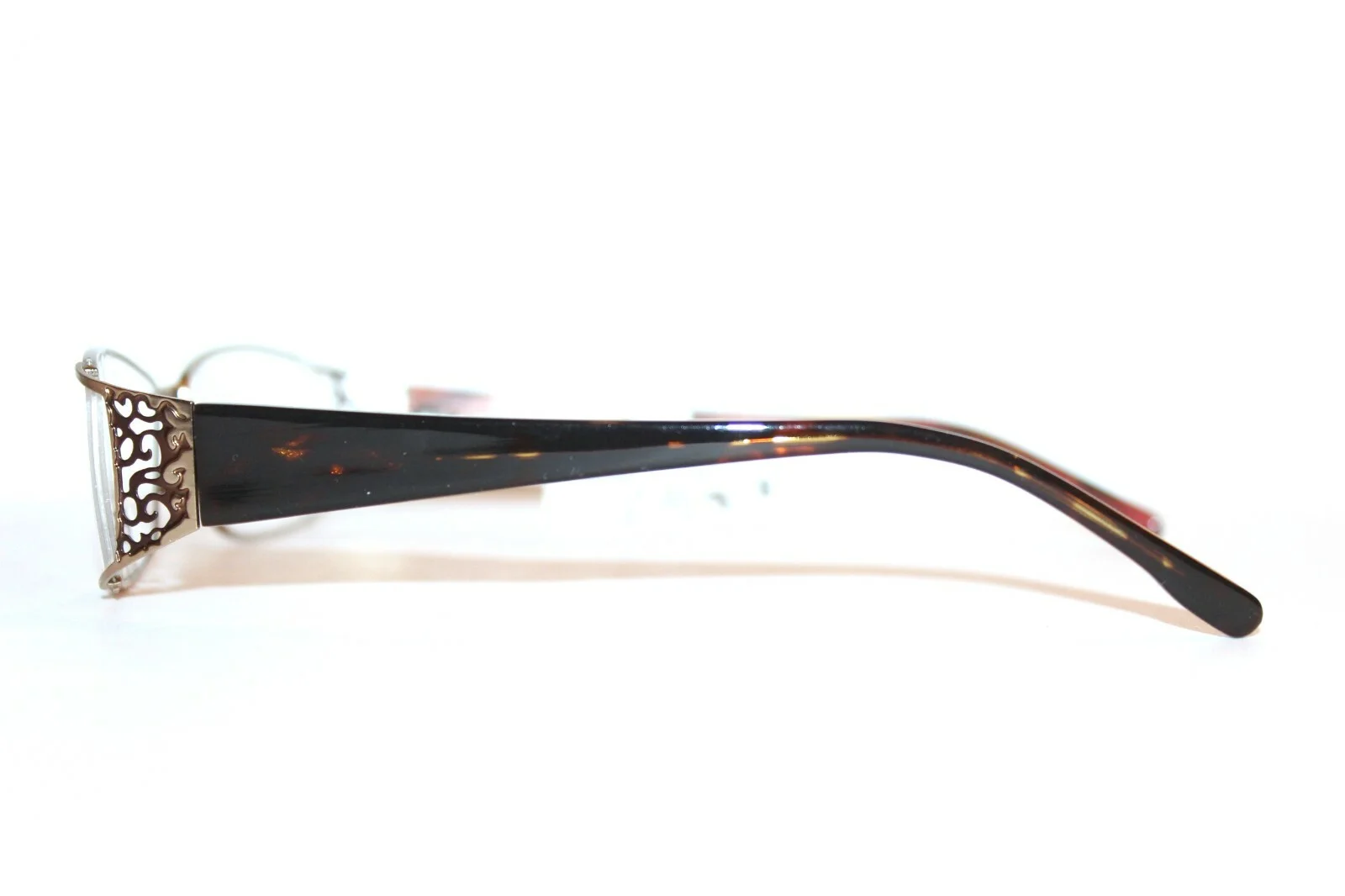NEW ESSENCE KENYA GOLD TORTOISE SEMI RIMLESS EYEGLASSES LARGE RX FRAMES 55-17 MM 4