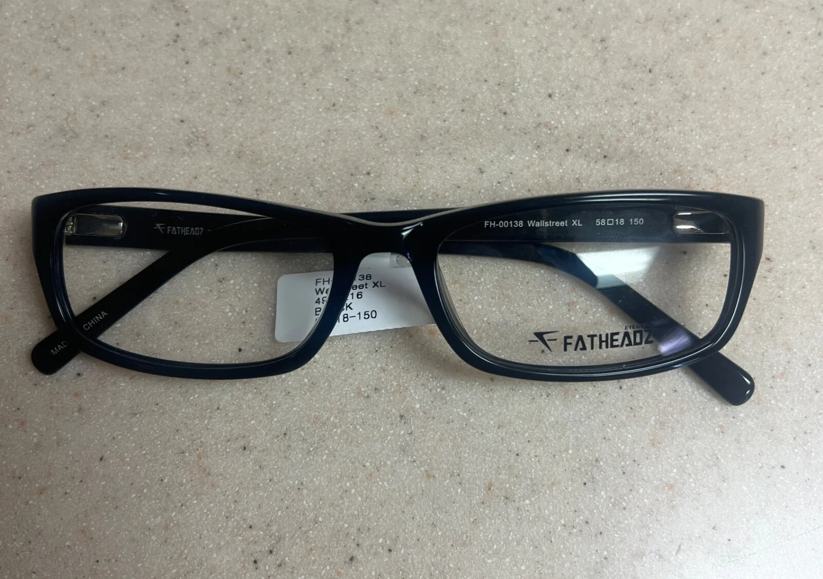New Fatheadz WALLSTREET XL Eyeglasses Frame Black Plastic Long Temple FREE SHIP