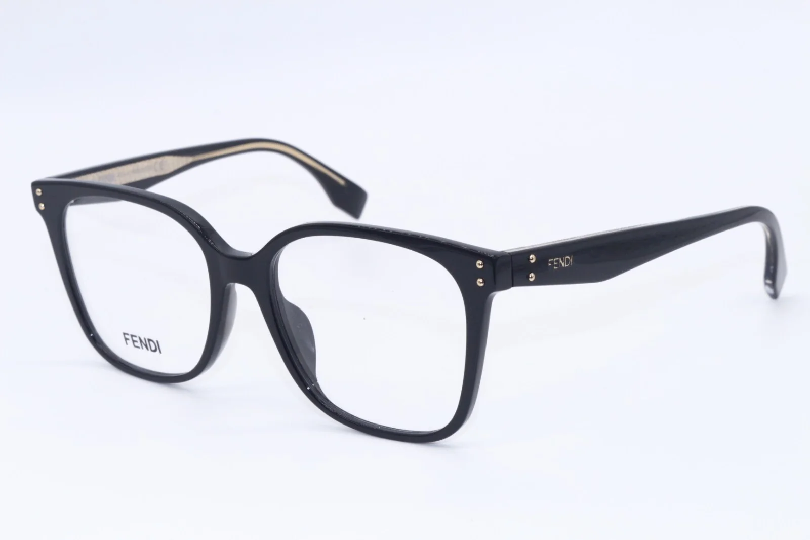 NEW FENDI FE 50004I 001 BLACK GOLD SQUARE AUTHENTIC FRAMES EYEGLASSES 53-17 2