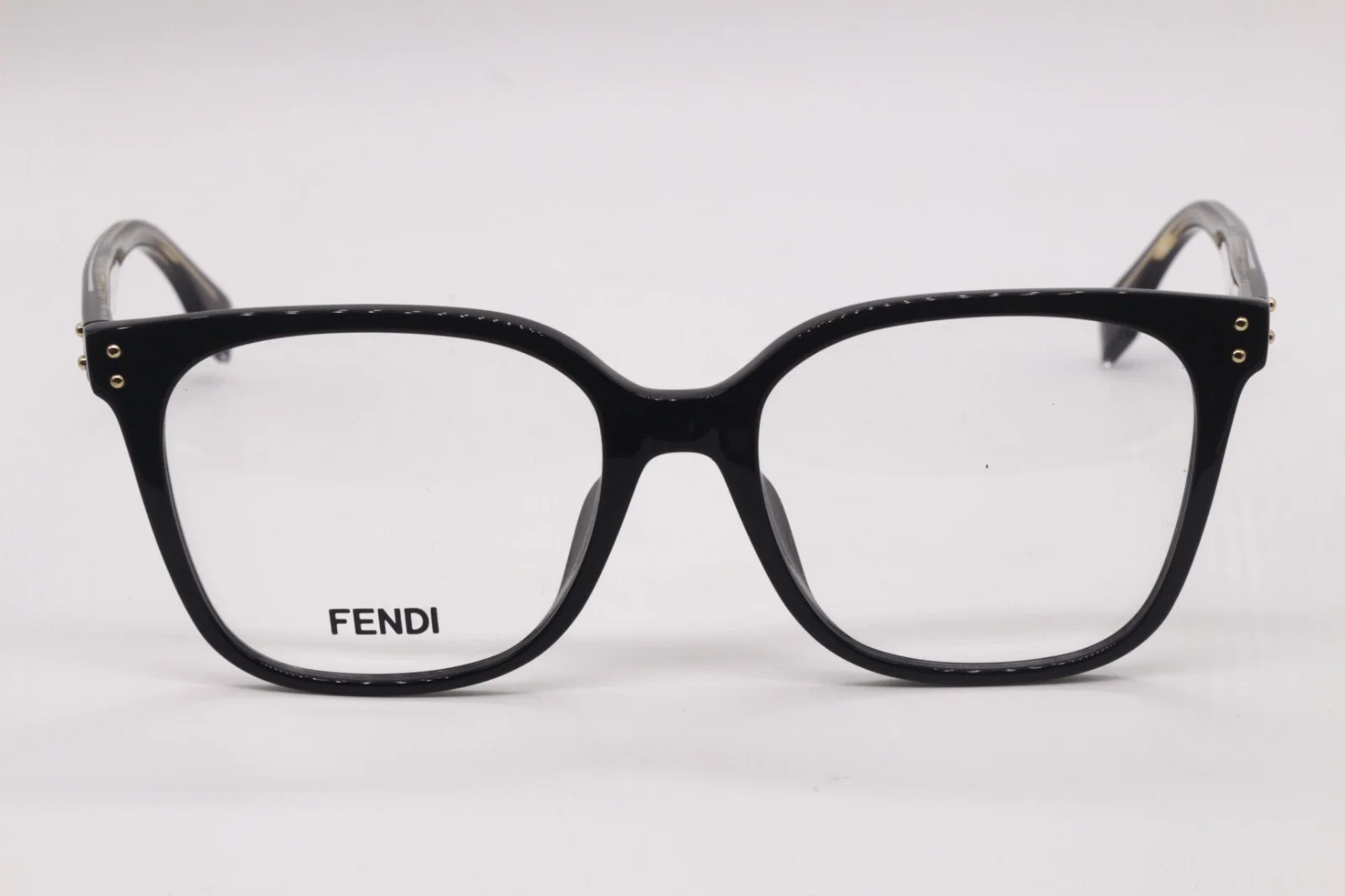 NEW FENDI FE 50004I 001 BLACK GOLD SQUARE AUTHENTIC FRAMES EYEGLASSES 53-17 3