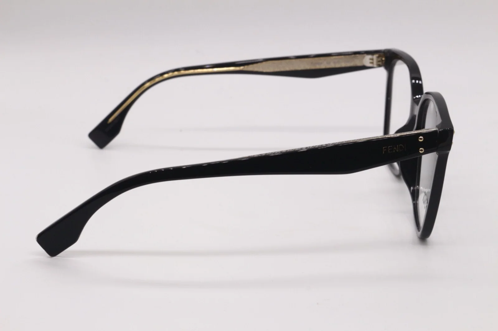 NEW FENDI FE 50004I 001 BLACK GOLD SQUARE AUTHENTIC FRAMES EYEGLASSES 53-17 4