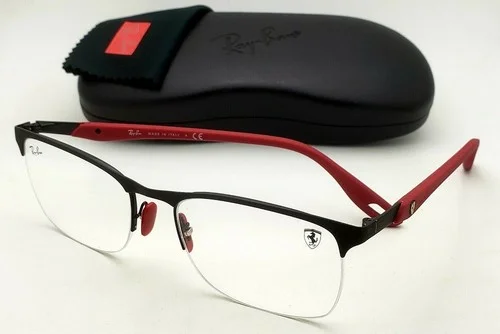 New Ferrari RAY-BAN Rx-able Eyeglasses RB 8416-M F041 54-18 Black & Red Frames