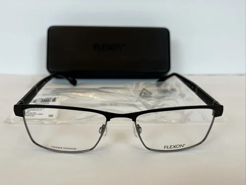 NEW Flexon E1110 001 Flexible Titanium Black Rectangle Eyeglasses 55/18/145