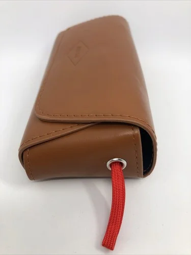 NEW Fossil Brown Faux Leather Semi Soft Sunglasses Or Eyeglasses Case With Cloth 4