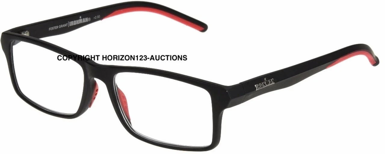 NEW Foster Grant IRONMAN IM2000 Reading Glasses-Black/Red🔥PICK MAGNIFICATION