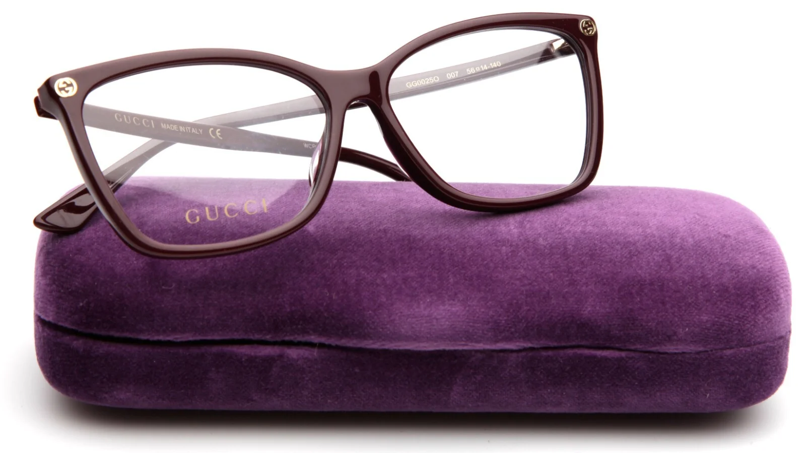 NEW GUCCI GG0025O 007 Burgundy EYEGLASSES GLASSES FRAME 56-14-140 B40 Italy