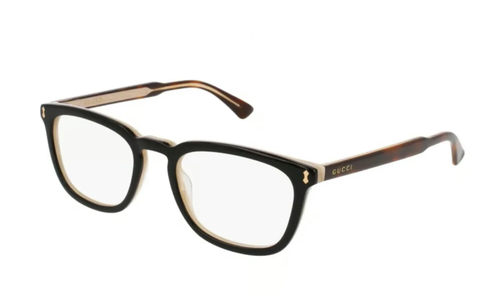 New GUCCI GG0126OA 004 53mm Black Brown Beige Eyeglassses Frames Italy 2
