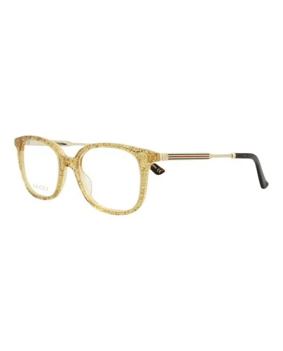 NEW Gucci GG0202O 005 Transparent Gold Glitter Eyeglasses 50mm with Gucci Case