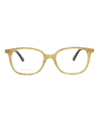 NEW Gucci GG0202O 005 Transparent Gold Glitter Eyeglasses 50mm with Gucci Case 2