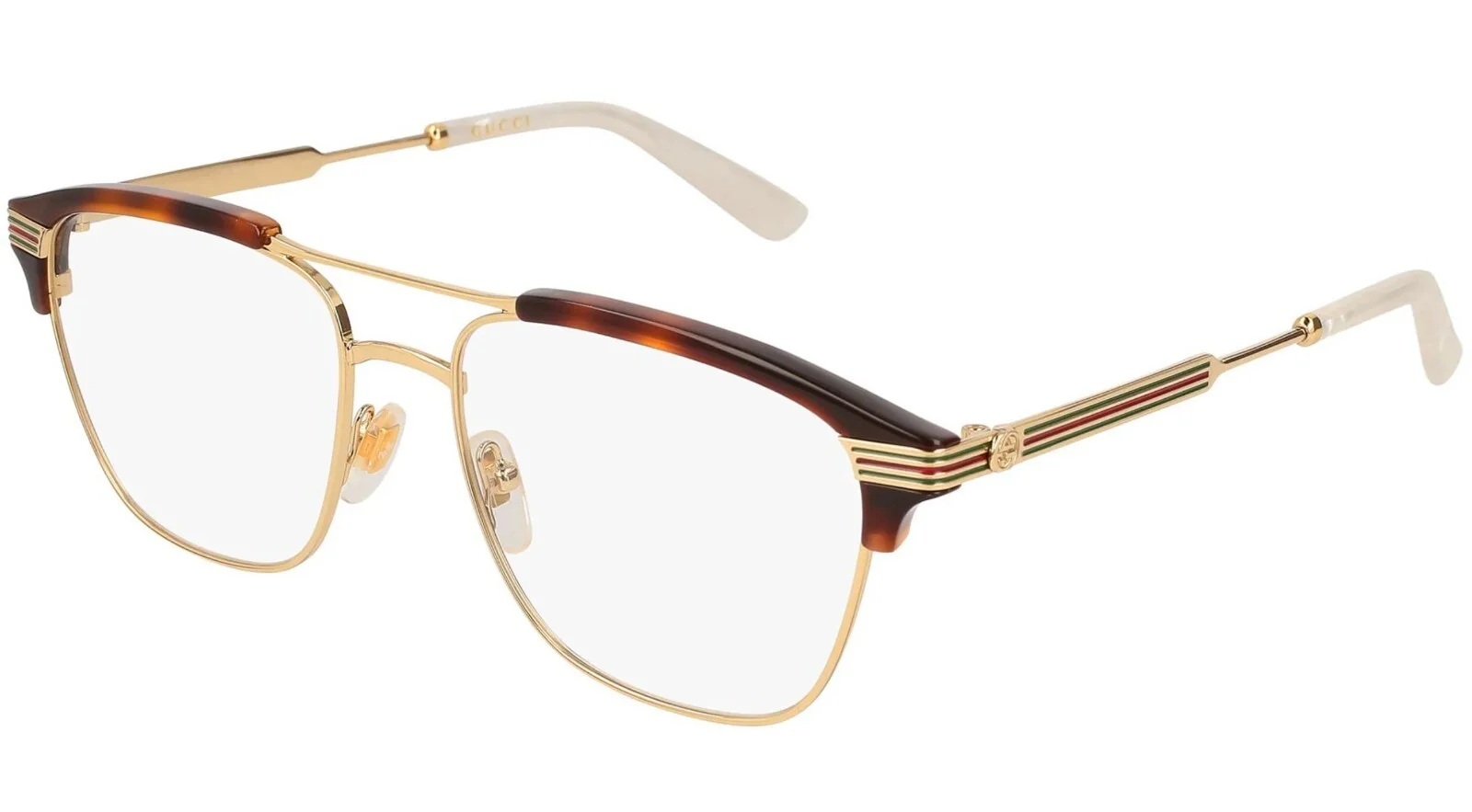 New GUCCI GG0241O 001 54mm Brown Havana Gold Web Eyeglasses Frames Italy