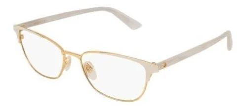NEW Gucci GG0248O 002 White & Gold Eyeglasses 53mm with Gucci Case