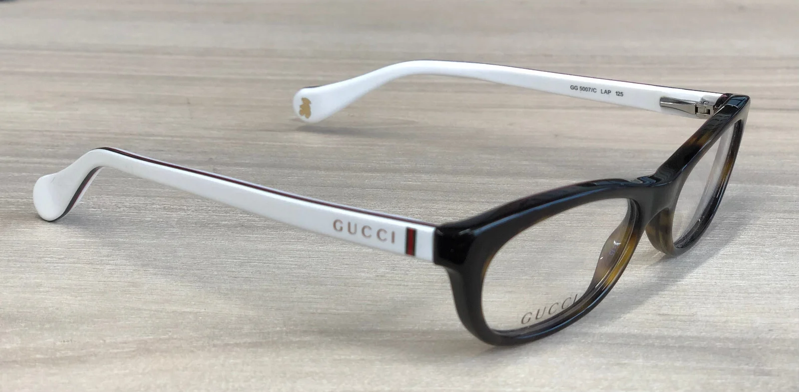 New Gucci Kids GG 5007/c Eyeglasses LAP Havana / White Logo Demo Lens 46-15-125m 3