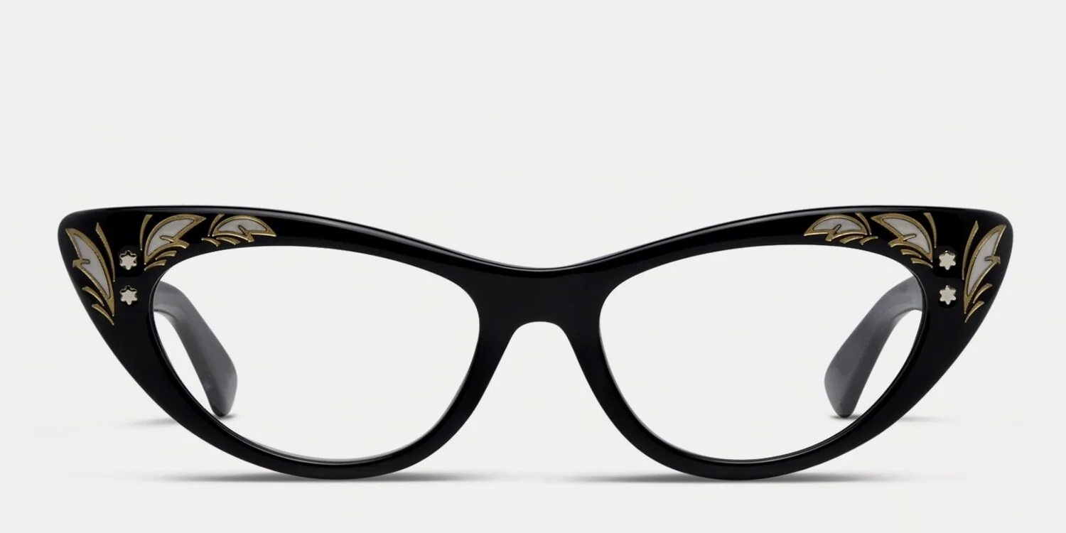 NEW GUCCI Retro Narrow Mother-Of-Pearl Black Cat Eye Demo Lens Optical Glasses 3