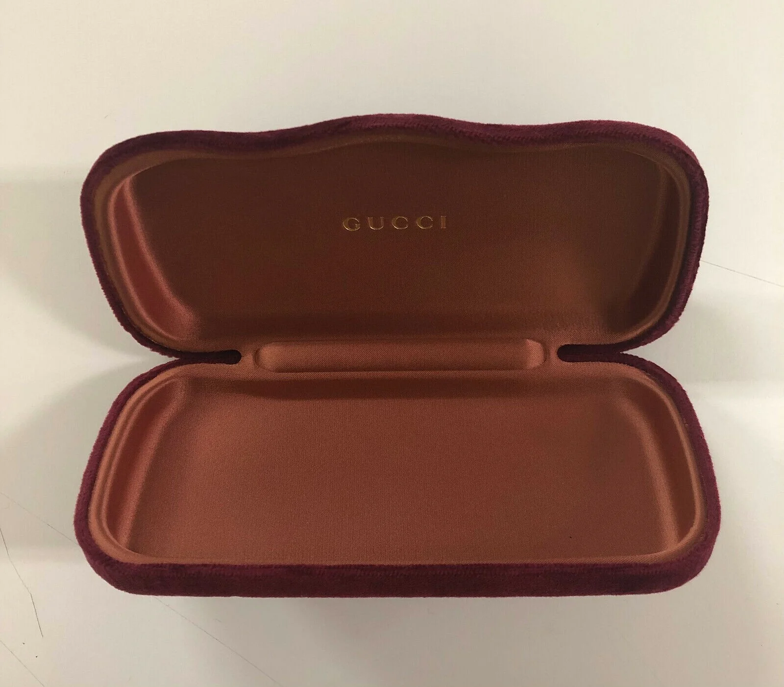 New Gucci Sunglasses Eyeglasses Case Burgundy Velvet Clamshell Small Gucci Case 3