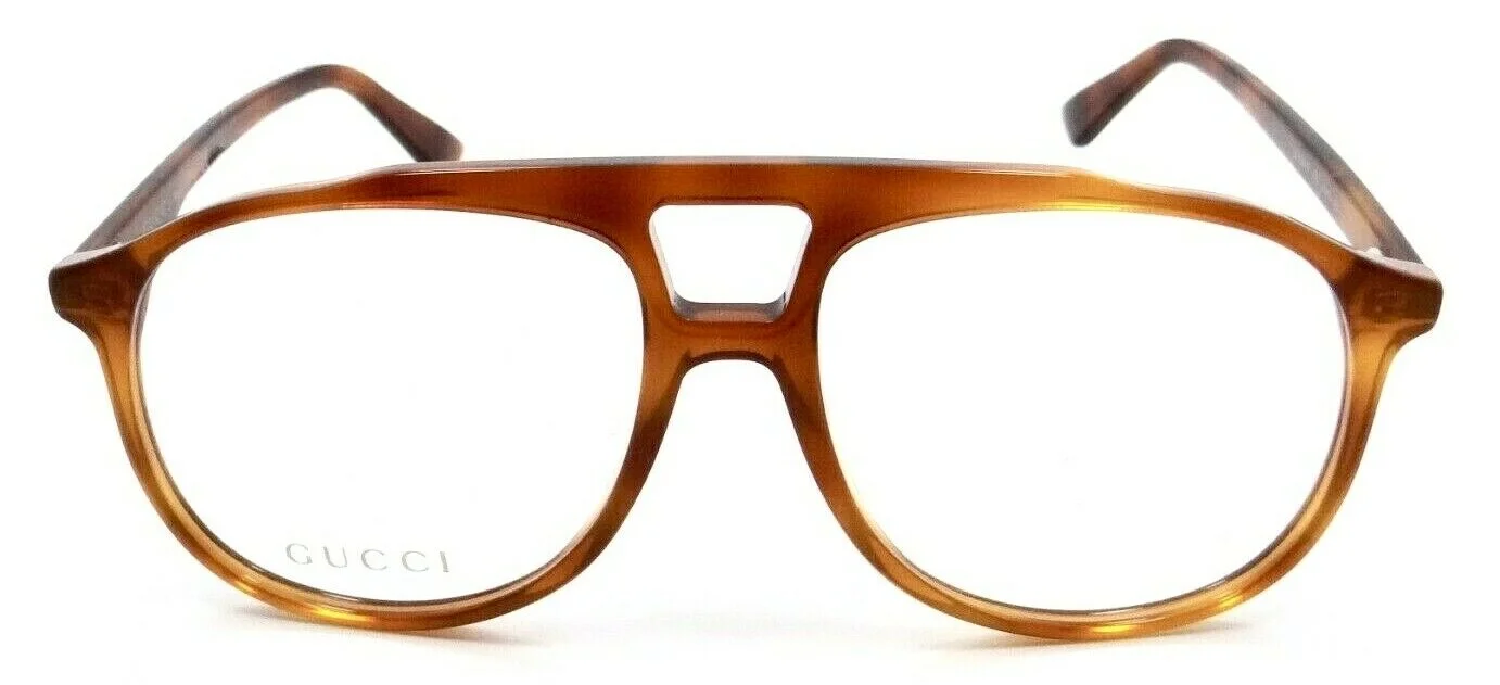 NEW GUCCI Unisex 57 mm Havana Aviator Optical Eyeglasses RX Ready Demo Lens $450 2