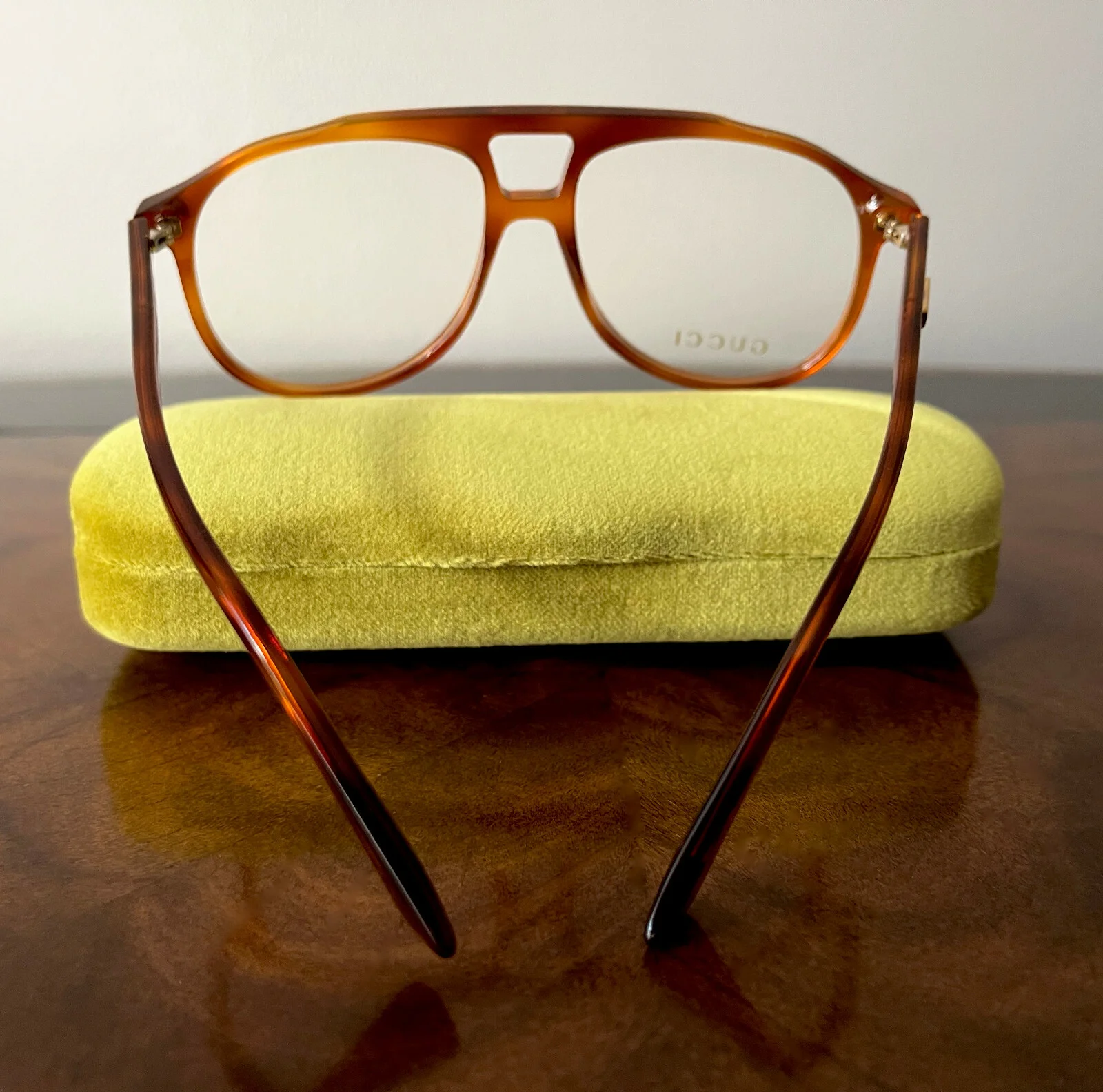 NEW GUCCI Unisex 57 mm Havana Aviator Optical Eyeglasses RX Ready Demo Lens $450 4