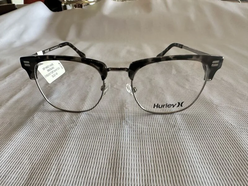NEW Hurley Eyeglasses Frames 52-20-145 Black Tort Shiny Gun (O19) Animal Print