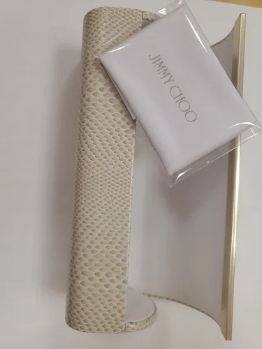 New JIMMY CHOO Sunglasses Eyeglasses Faux Snakeskin Beige Medium Case with Cloth 4