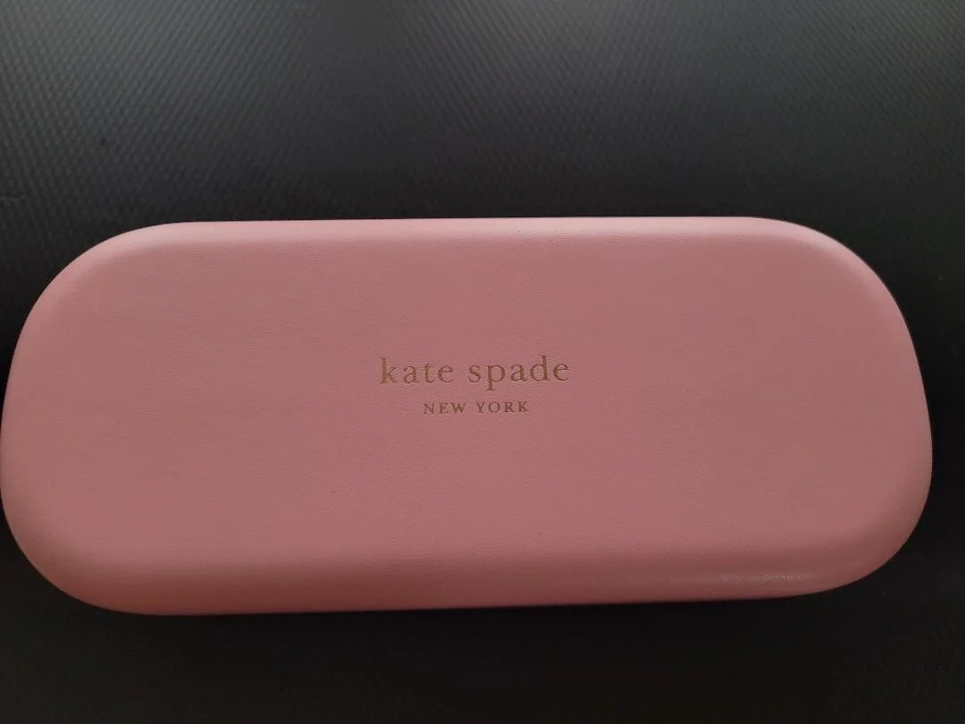 New Kate Spade New York Pink & Green Hard Eyeglass Case with Cloth
