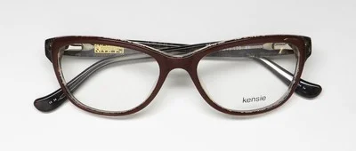 NEW KENSIE LACE EYEGLASSES 49-15-130 PLASTIC BROWN BR FULL-RIM CAT EYE WOMENS 2