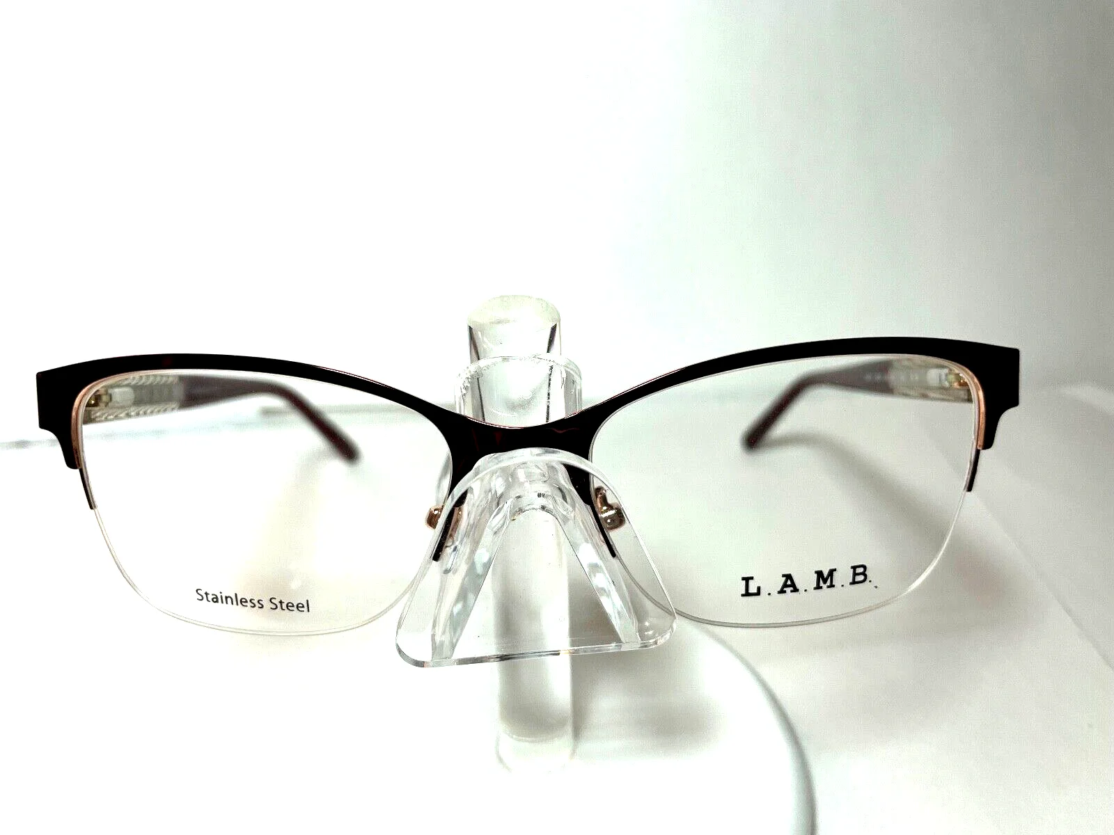 NEW LAMB EYEGLASSES by Gwen Stefani LA091 GOLD BLACK w/LAMB CASE