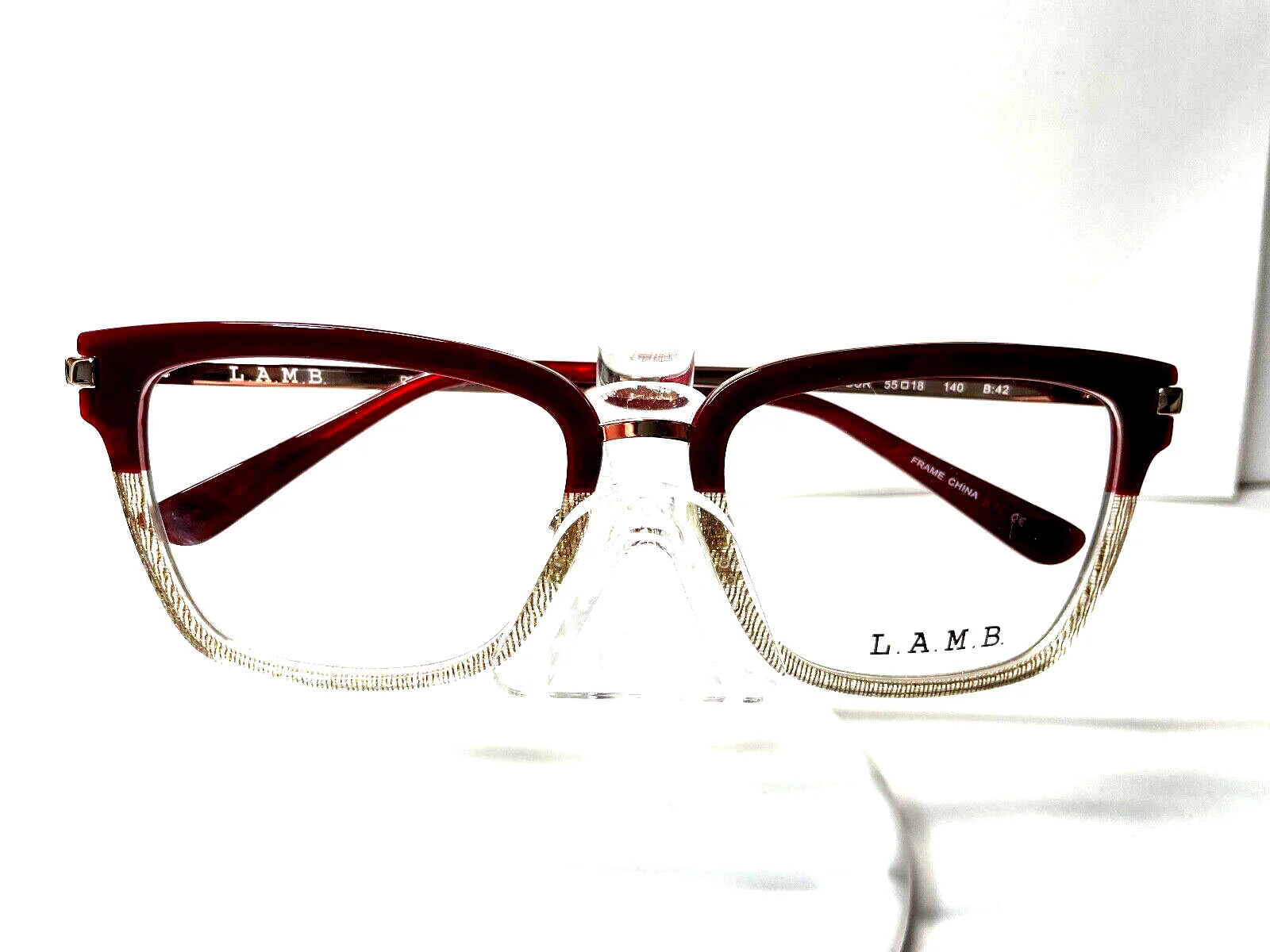 NEW LAMB EYEGLASSES by Gwen Stefani LAUF073 BURGUNDY GOLD w/ LAMB CASE