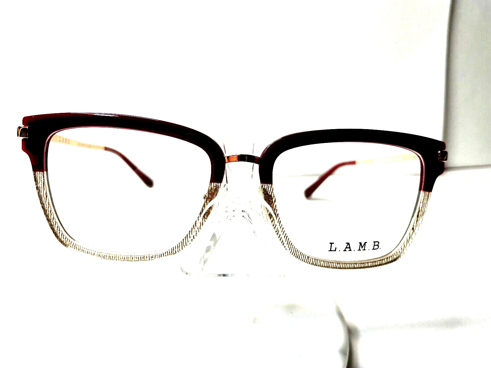 NEW LAMB EYEGLASSES by Gwen Stefani LAUF073 BURGUNDY GOLD w/ LAMB CASE 3
