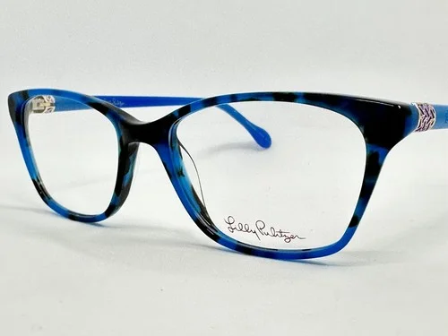 NEW Lilly Pulitzer Lindley Blue Marble 50.16.135 Women’s Eyeglass Frames W/Case 4