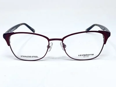 New LIZ CLAIBORNE L454 Metallic Burgundy Steel Womens Eyeglasses Frame 49-16-135