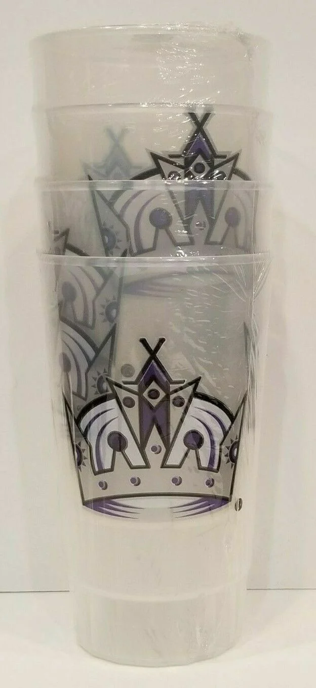 NEW! LOS ANGELES KINGS 16oz PLASTIC CUPS GLASSES SET OF 4 LICENSED BPA FREE
