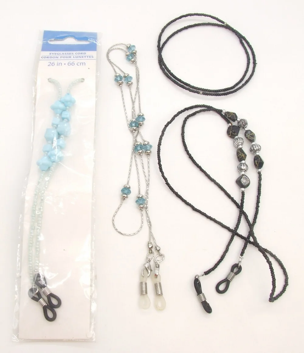New Lot of 3 Beaded Eyeglass Cord Holder Neck Strap Glasses Lanyard +Bangles