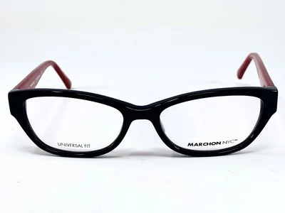 New MARCHON Affinia Black/ Red Universal Fit Womens Eyeglasses Frame 52-17-140