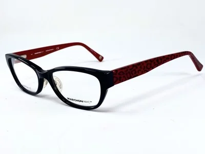 New MARCHON Affinia Black/ Red Universal Fit Womens Eyeglasses Frame 52-17-140 2