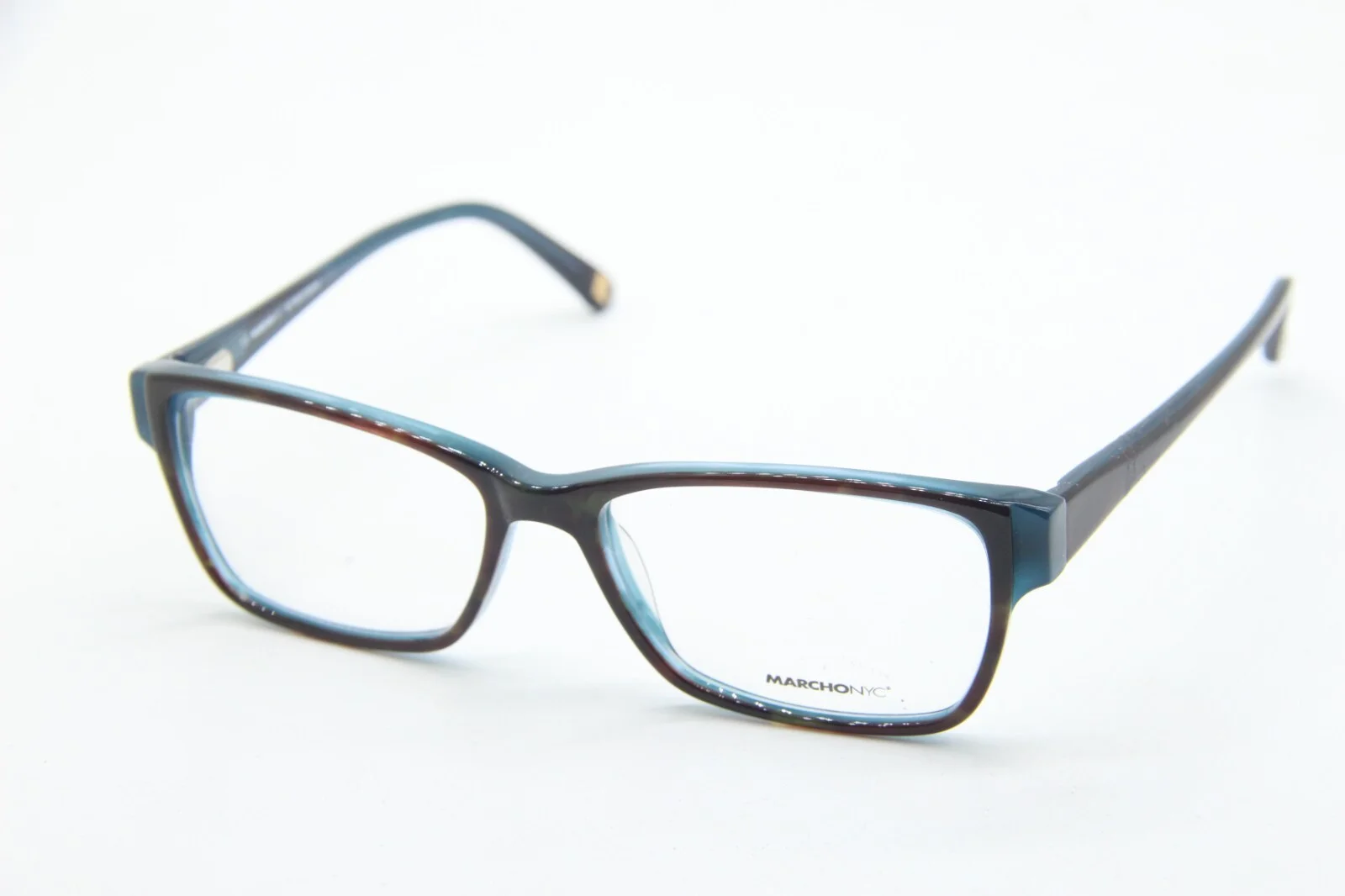 NEW MARCHON NYC DOWNTOWN FASHION AVE 215 HAVANA BLUE AUTHENTIC EYEGLASSES 52-16