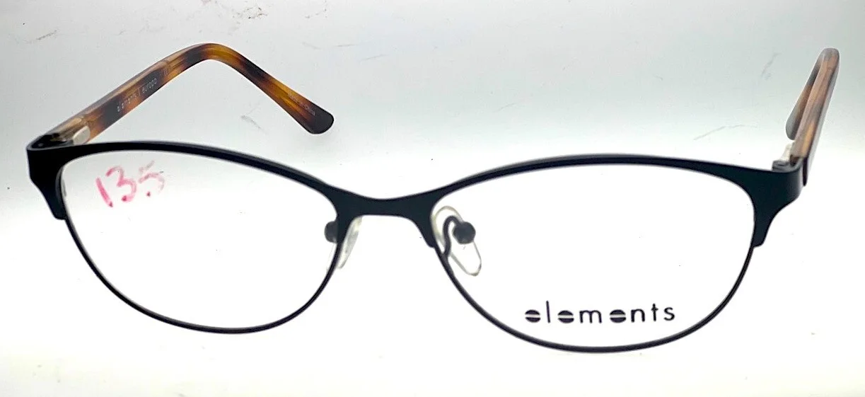 NEW! Matte Black/Tortoise Europa Elements EL-398 Eyeglass Frames 53-15-135 #185