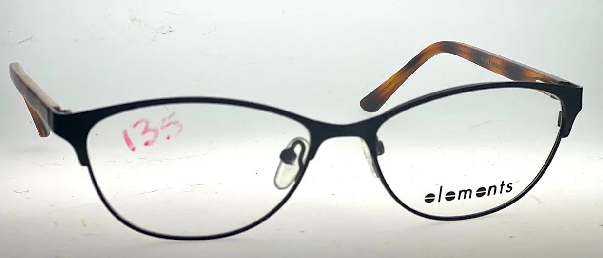 NEW! Matte Black/Tortoise Europa Elements EL-398 Eyeglass Frames 53-15-135 #185 3