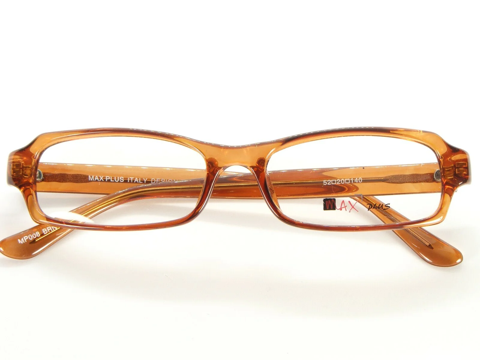 NEW MAX PLUS ITALY DESIGN MP008 BRN BROWN TRANSPARENT EYEGLASSES 52-20-140mm 2