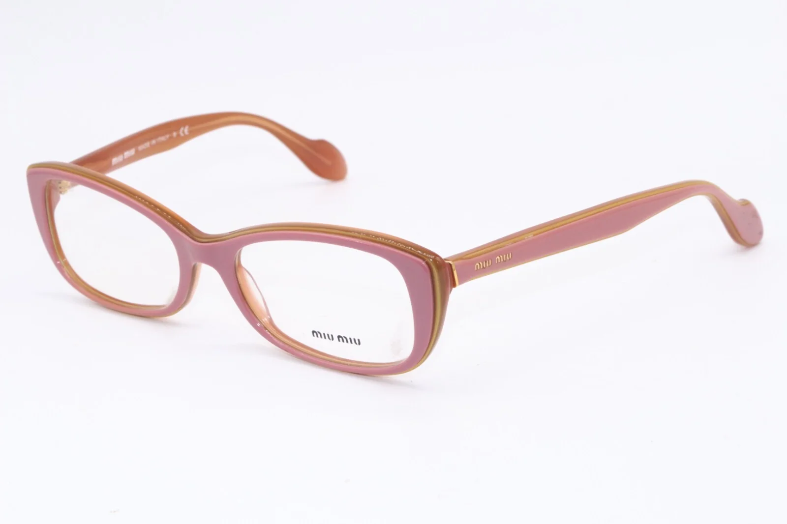 NEW MIU MIU VMU 01L LAJ-101 PINK BROWN AUTHENTIC FRAME DESIGNER EYEGLASSES 53-17