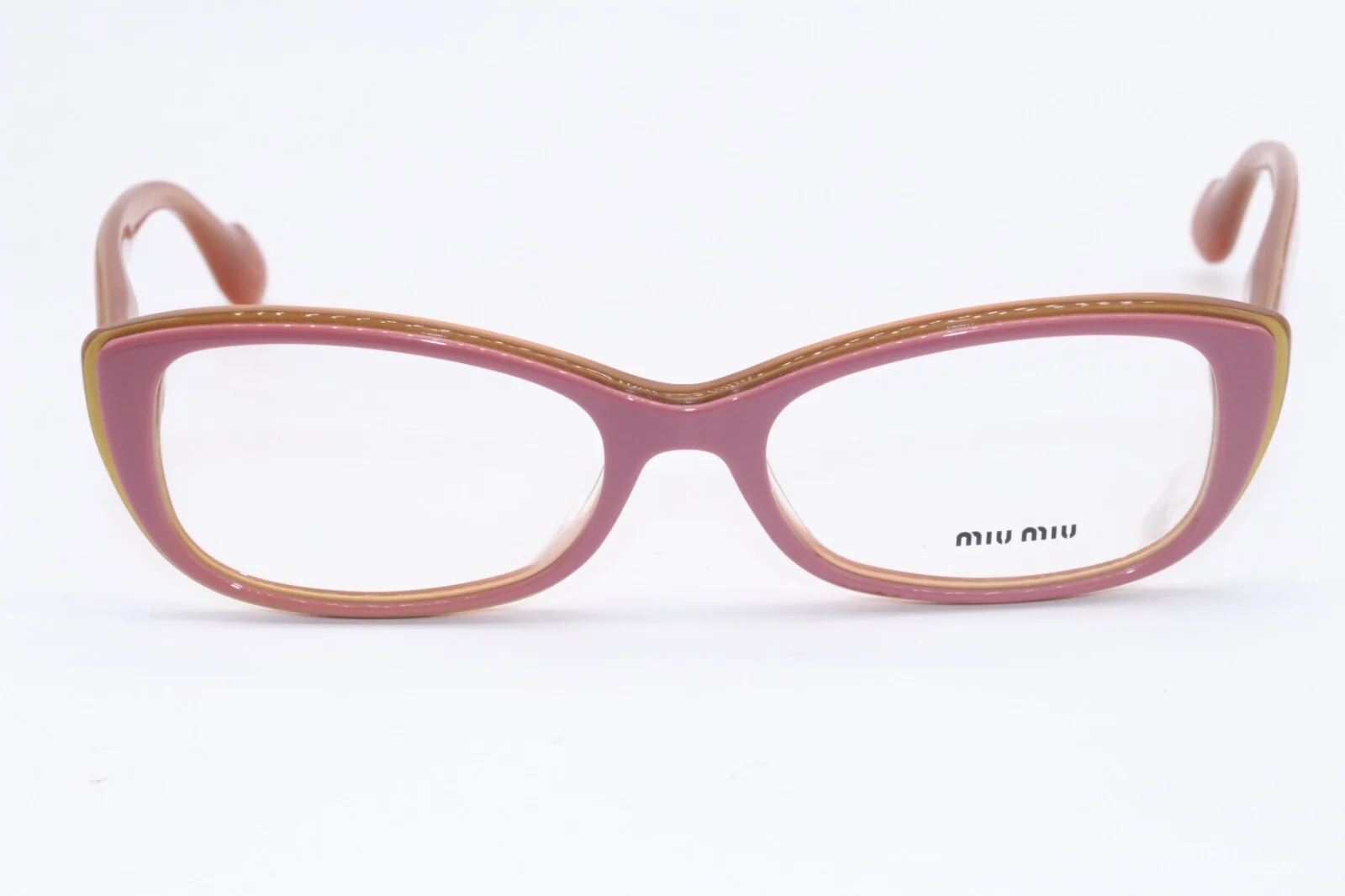 NEW MIU MIU VMU 01L LAJ-101 PINK BROWN AUTHENTIC FRAME DESIGNER EYEGLASSES 53-17 2
