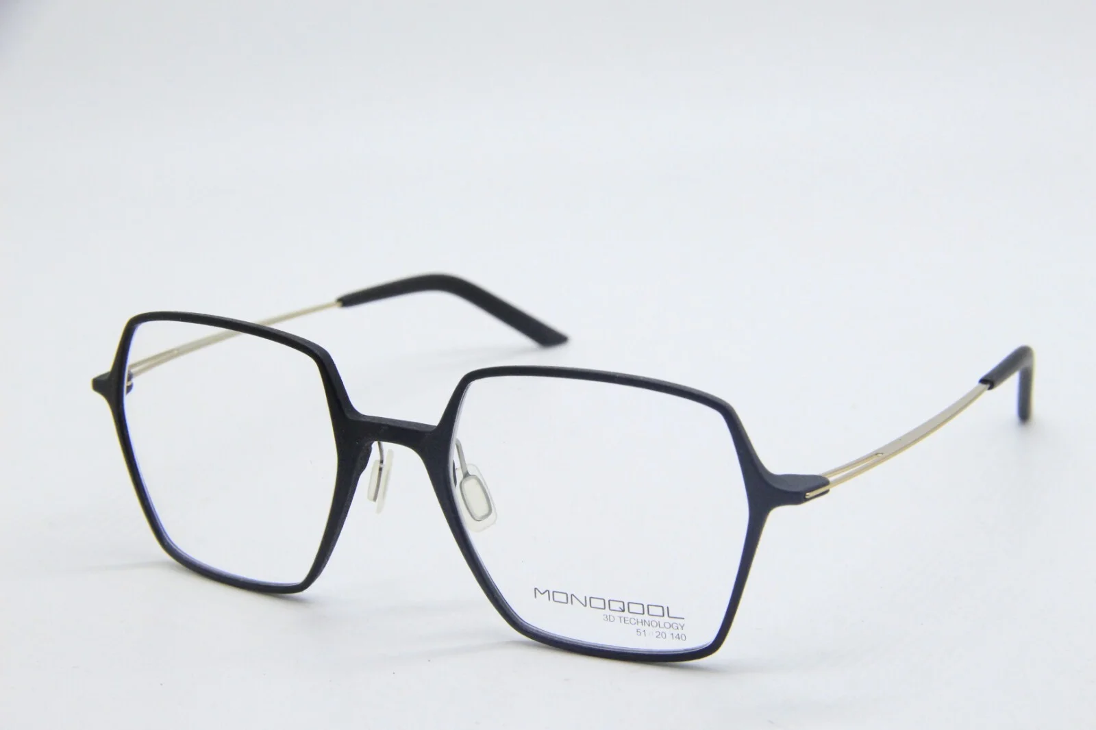 NEW MONOQOOL 3D TECHNOLOGY 11S BLACK GOLD AUTHENTIC EYEGLASSES 51-20