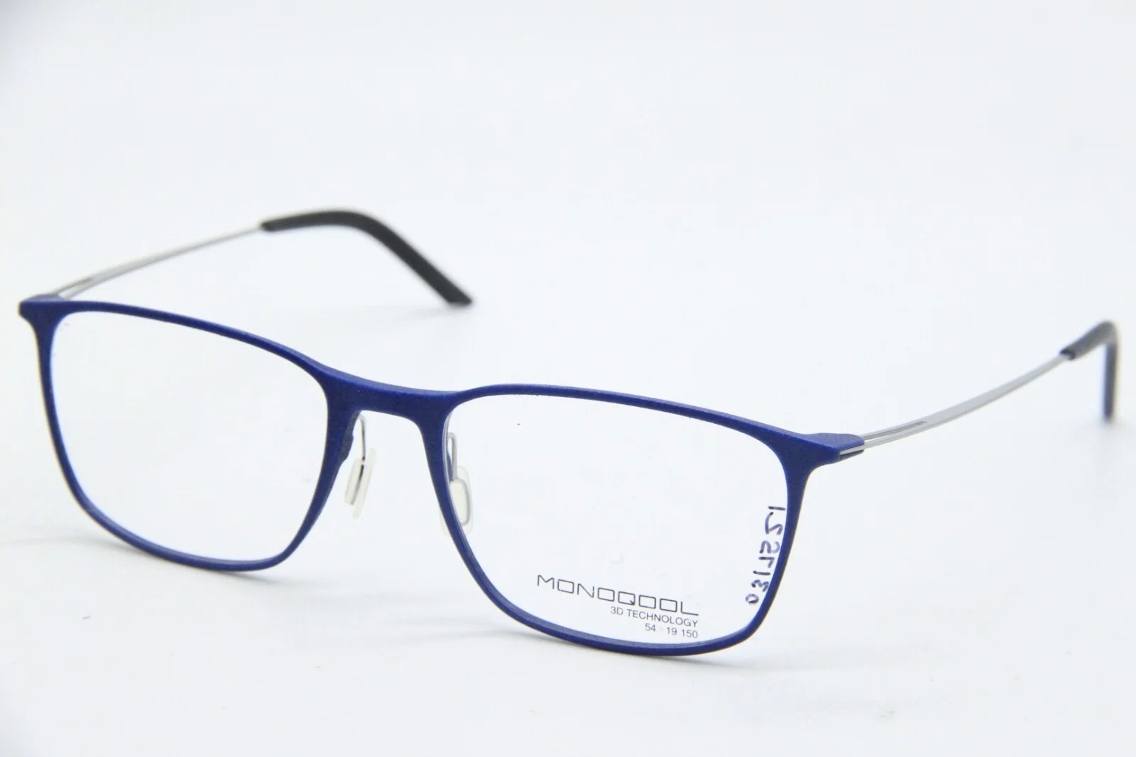 NEW MONOQOOL 3D TECHNOLOGY 19M BLUE BLACK SILVER AUTHENTIC EYEGLASSES 54-19 1