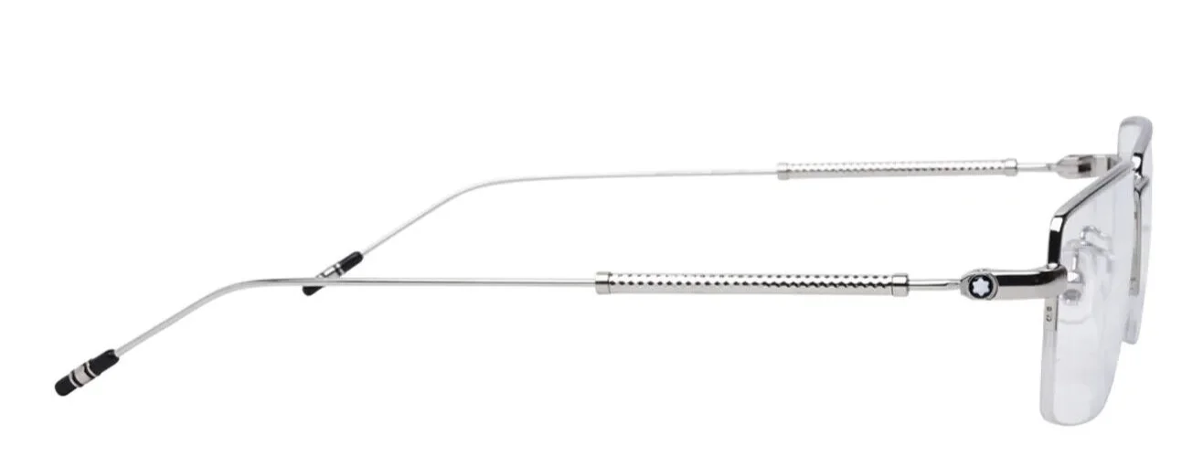 NEW MONT BLANC MB0113O 001 SEMI-RIMLESS SILVER AUTHENTIC EYEGLASSES FRAME 56-18 4