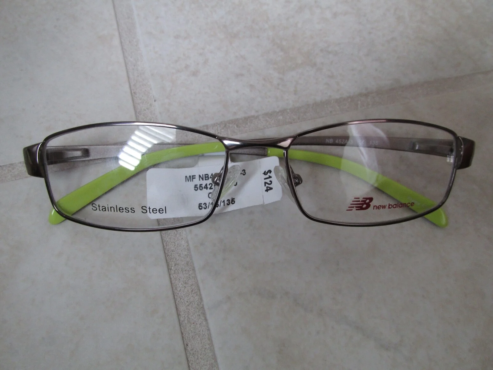 NEW New Balance NB452A 53-3 Gunmetal /Green Eyeglasses Frames 53-16-135 $124.00 2