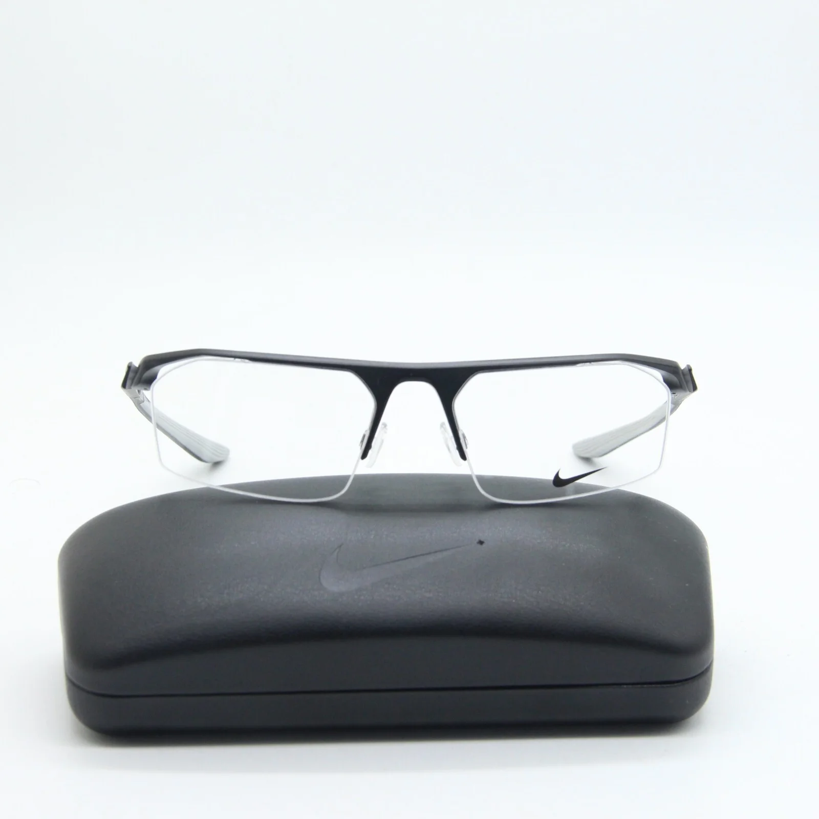 NEW NIKE 8050 003 GRAY BLACK AUTHENTIC EYEGLASSES W/CASE 57-18 3