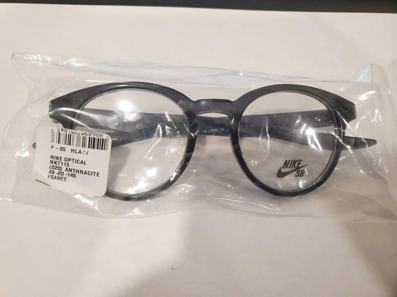 NEW NIKE EYEGLASSES 7113 ANTHRACITE GREY 020 ROUND MADE ITALY 49/20/145
