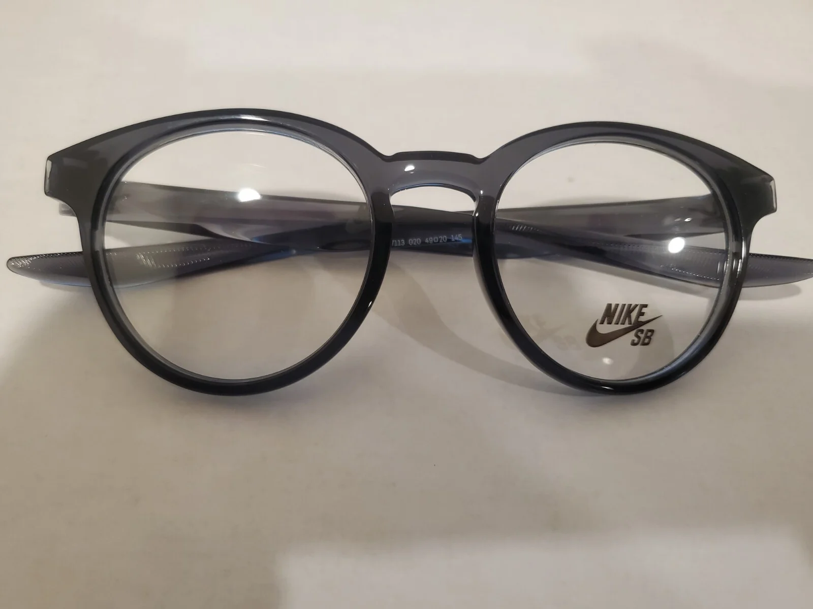 NEW NIKE EYEGLASSES 7113 ANTHRACITE GREY 020 ROUND MADE ITALY 49/20/145 4